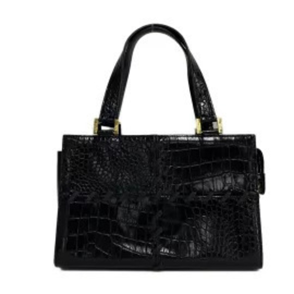 Saint Laurent Yves handbag embossed black leather